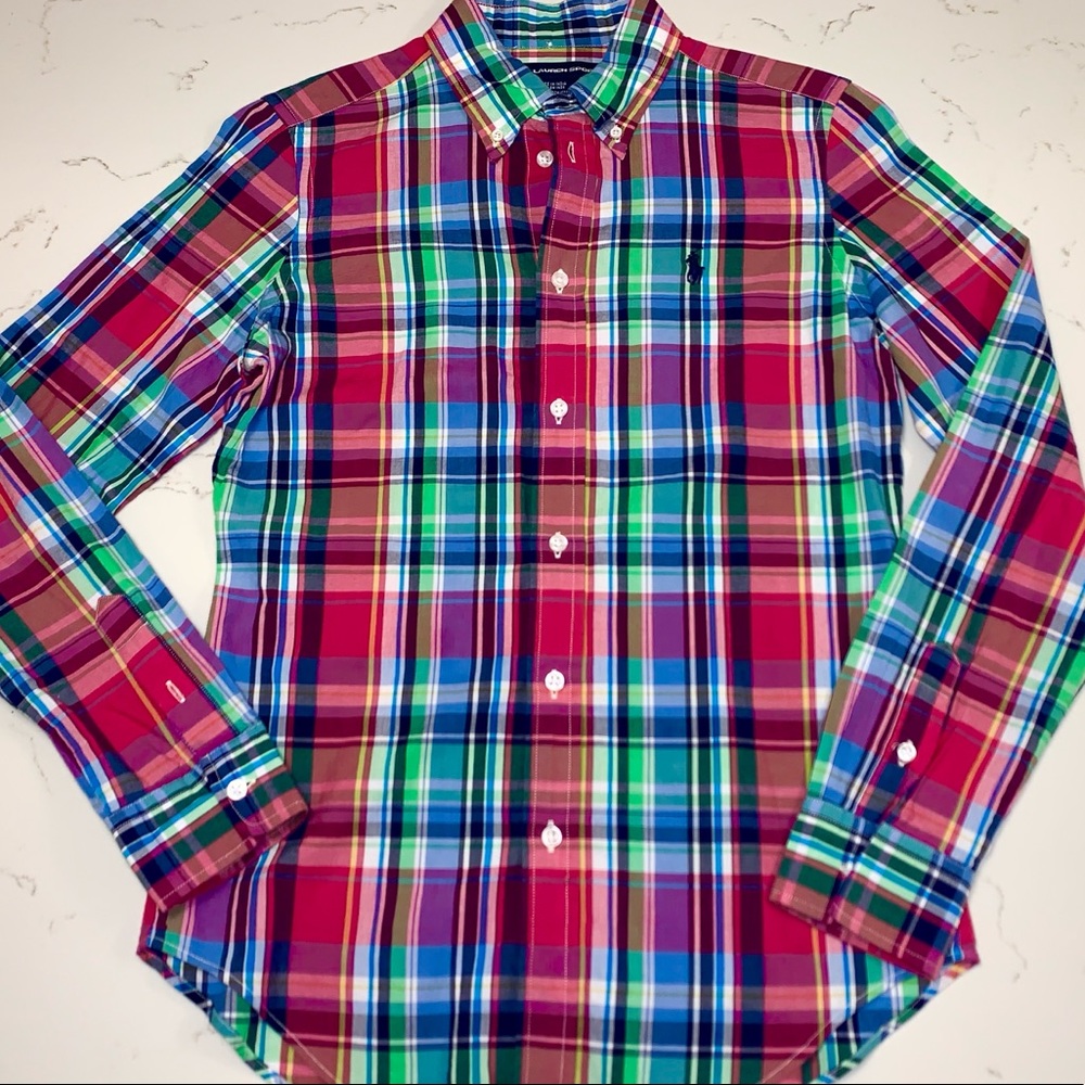 WOMEN’s NEW Ralph Lauren Plaid Oxford Button Down